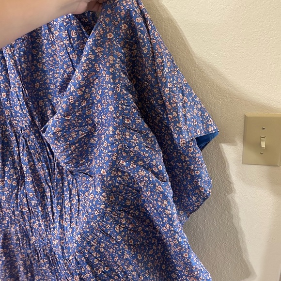 NWT Madewell Tie-Strap Tiered Midi Dress Summer Floral MultiColor Blue Sz Xs Red - Picture 7 of 14